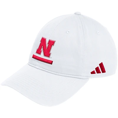 Men's adidas White Nebraska Huskers Locker Room Adjustable Slouch Hat