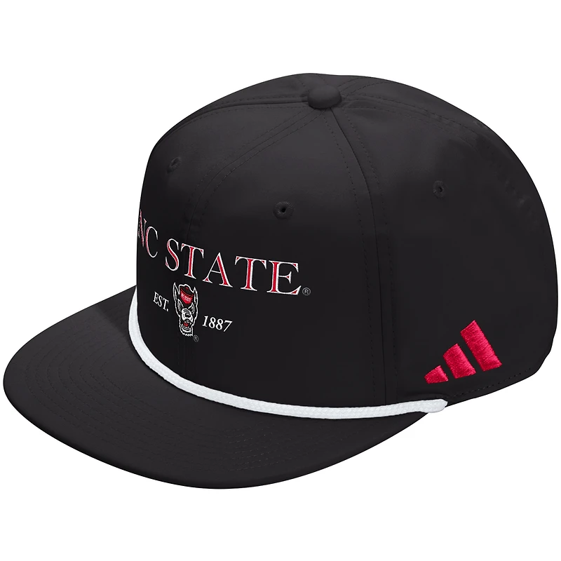 Unisex adidas  Black NC State Wolfpack Seasonal Rope Adjustable Hat