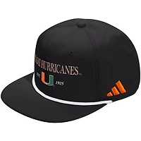 Unisex adidas  Black Miami Hurricanes Seasonal Rope Adjustable Hat