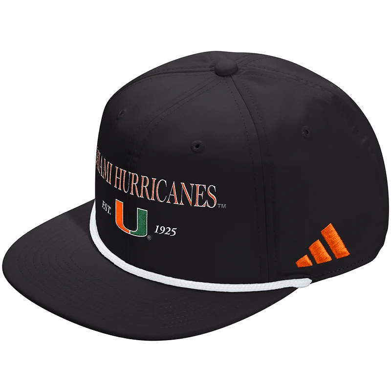 Unisex adidas Black Miami Hurricanes Seasonal Rope Adjustable Hat