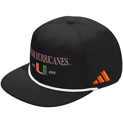 Unisex adidas  Black Miami Hurricanes Seasonal Rope Adjustable Hat