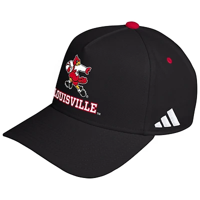 Unisex adidas  Black Louisville Cardinals Throwback A-Frame Adjustable Hat