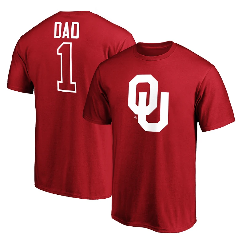 Men's Crimson Oklahoma Sooners #1 Dad T-Shirt
