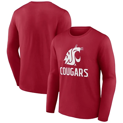 Men's Crimson Washington State Cougars Team Lockup Long Sleeve T-Shirt