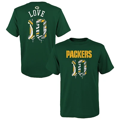 Youth Outerstuff Jordan Love Green Bay Packers Mainliner Drip Player Name & Number T-Shirt