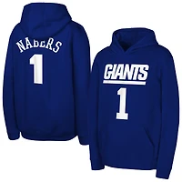 Youth Outerstuff Malik Nabers Royal New York Giants Mainliner Player Name & Number Hoodie