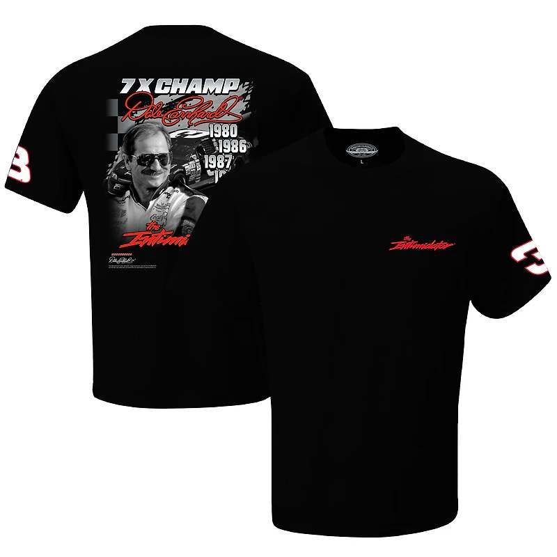 Men's Checkered Flag Sports Black Dale Earnhardt Seven-Time Champion Intimidator T-Shirt