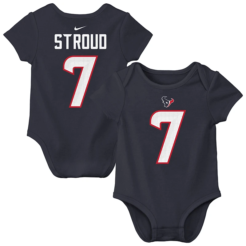 Newborn & Infant Nike C.J. Stroud Navy Houston Texans Player Name Number Bodysuit