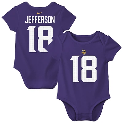 Newborn & Infant Nike Justin Jefferson Purple Minnesota Vikings Player Name Number Bodysuit