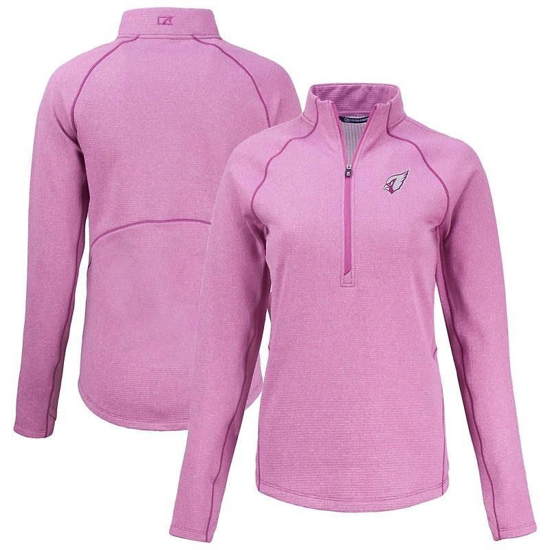 Women's Cutter & Buck  Pink Arizona Cardinals Peshastin Eco Fleece Recycled Half-Zip Top