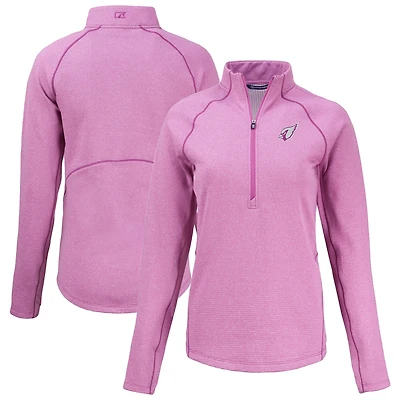 Women's Cutter & Buck  Pink Arizona Cardinals Peshastin Eco Fleece Recycled Half-Zip Top