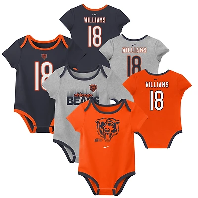 Newborn & Infant Nike Caleb Williams Chicago Bears Name Number 3-Pack Bodysuit Set