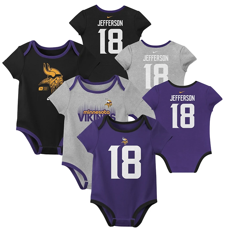Newborn & Infant Nike Justin Jefferson Minnesota Vikings Name Number 3-Pack Bodysuit Set
