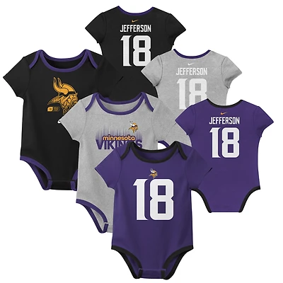 Newborn & Infant Nike Justin Jefferson Minnesota Vikings Name Number 3-Pack Bodysuit Set