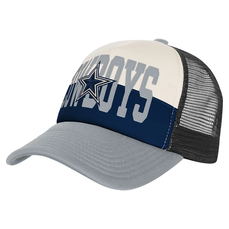 Youth Outerstuff White/Navy Dallas Cowboys Modern Fan Trucker Adjustable Hat