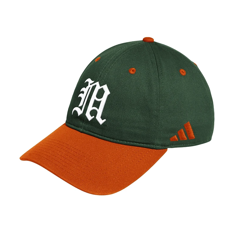 Unisex adidas Green/Gray Miami Hurricanes Seasonal Baseball Slouch Adjustable Hat