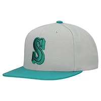 Men's Mitchell & Ness Gray Seattle Mariners Cooperstown Collection Basic Flip Snapback Hat