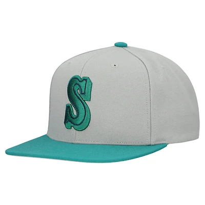 Men's Mitchell & Ness Gray Seattle Mariners Cooperstown Collection Basic Flip Snapback Hat