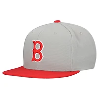 Men's Mitchell & Ness Gray Boston Red Sox Cooperstown Collection Basic Flip Snapback Hat