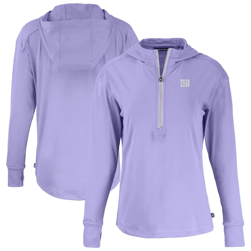 Women's Cutter & Buck Purple New York Giants Daybreak Eco Recycled Half-Zip Hoodie