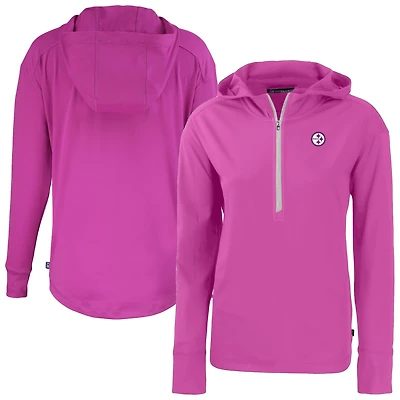 Women's Cutter & Buck Pink Pittsburgh Steelers Daybreak Eco Recycled Half-Zip Hoodie