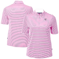 Women's Cutter & Buck  Pink Tampa Bay Buccaneers Virtue Eco Pique Stripe Recycled Quarter-Zip Top