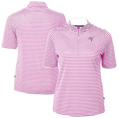 Women's Cutter & Buck  Pink Tampa Bay Buccaneers Virtue Eco Pique Stripe Recycled Quarter-Zip Top