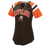Women's Starter  Brown Cleveland Browns Game On Notch Neck Raglan T-Shirt