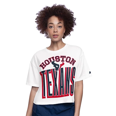 Women's Starter  White Houston Texans Play the Ball Boxy Cropped T-Shirt