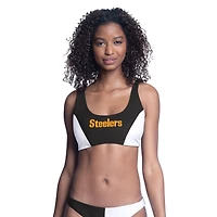 Women's G-III 4Her by Carl Banks  Black Pittsburgh Steelers Brief Game Bikini Top