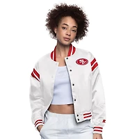 Women's Starter  Cream San Francisco 49ers Full Count Full-Snap Satin Jacket