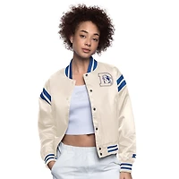 Women's Starter  Cream Denver Broncos Full Count Full-Snap Satin Jacket