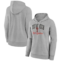Women's Gray Texas Tech Red Raiders Victory Script V-Neck Pullover Hoodie