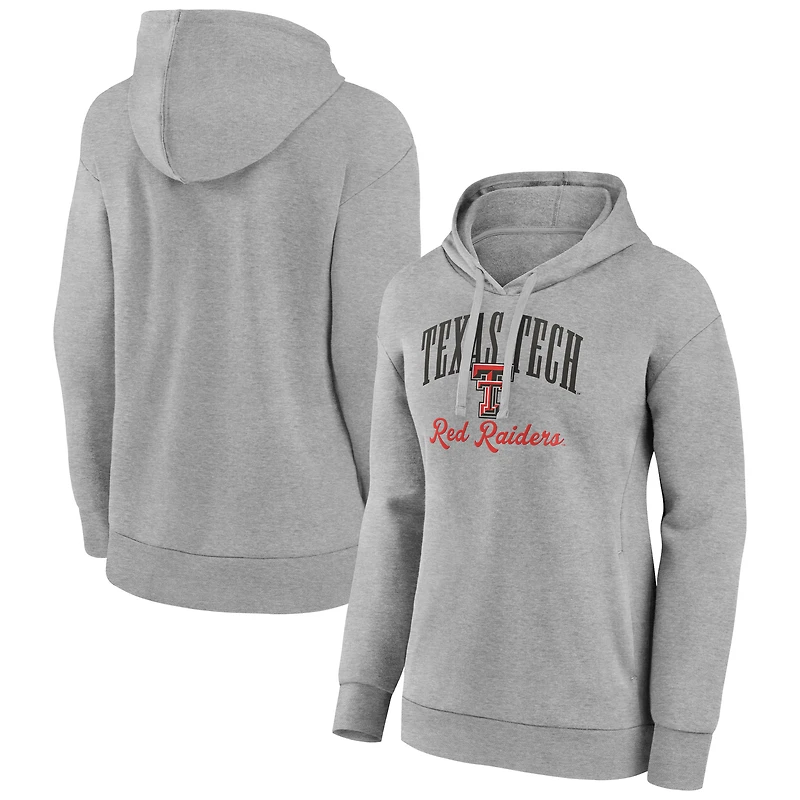Women's Gray Texas Tech Red Raiders Victory Script V-Neck Pullover Hoodie