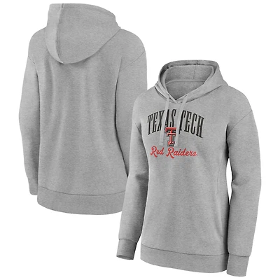 Women's Gray Texas Tech Red Raiders Victory Script V-Neck Pullover Hoodie