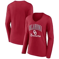 Men's Crimson Oklahoma Sooners Victory Script V-Neck Long Sleeve T-Shirt