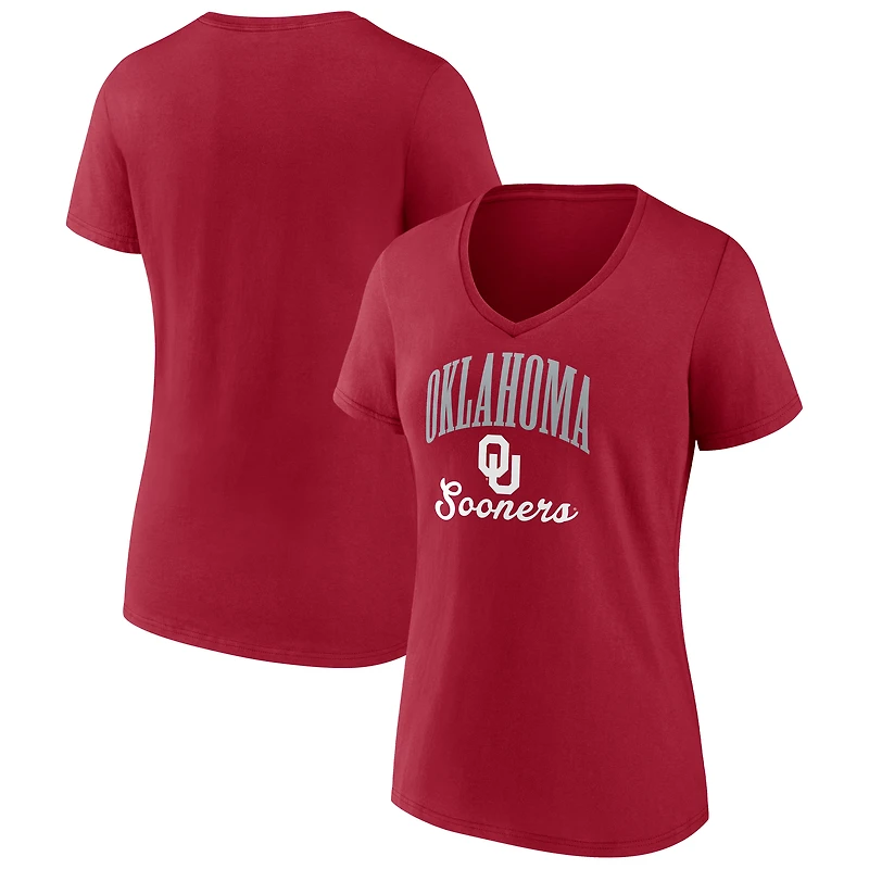 Women's Crimson Oklahoma Sooners Victory Script V-Neck T-Shirt