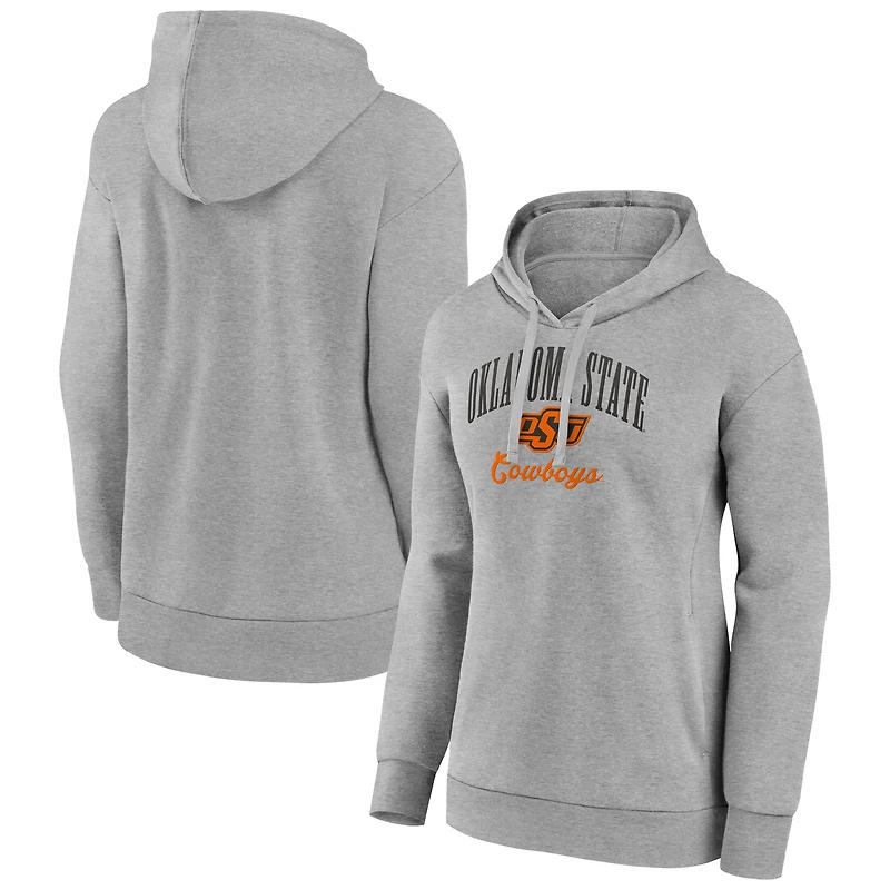 Women's Gray Oklahoma State Cowboys Victory Script V-Neck Pullover Hoodie