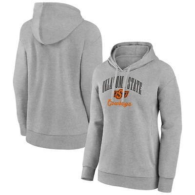 Women's Gray Oklahoma State Cowboys Victory Script V-Neck Pullover Hoodie