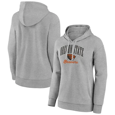 Women's Gray Oregon State Beavers Victory Script V-Neck Pullover Hoodie