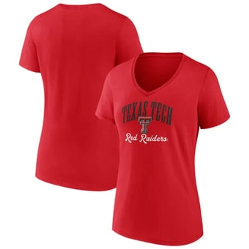 Women's Red Texas Tech Red Raiders Victory Script V-Neck T-Shirt