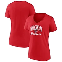 Women's Red Wisconsin Badgers Victory Script V-Neck T-Shirt