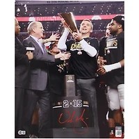 Urban Meyer Ohio State Buckeyes Autographed 16" x 20" Trophy Celebration Photograph - BAS
