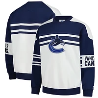 Men's Starter  White Vancouver Canucks Defense Fleece Crewneck Pullover Sweatshirt