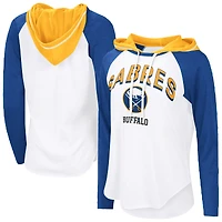 Women's G-III 4Her by Carl Banks  White Buffalo Sabres VIP Raglan Long Sleeve Hoodie T-Shirt