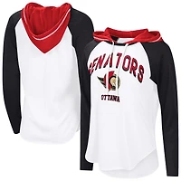 Women's G-III 4Her by Carl Banks  White Ottawa Senators VIP Raglan Long Sleeve Hoodie T-Shirt