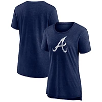 Women's Navy Atlanta Braves Weathered Official Logo Tri-Blend T-Shirt