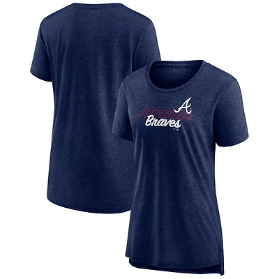 Women's Navy Atlanta Braves Practice Time Tri-Blend T-Shirt