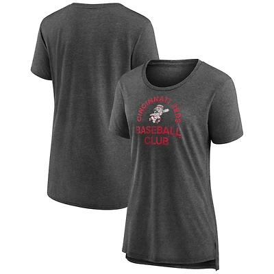 Women's Gray Cincinnati Reds Selected First Tri-Blend T-Shirt