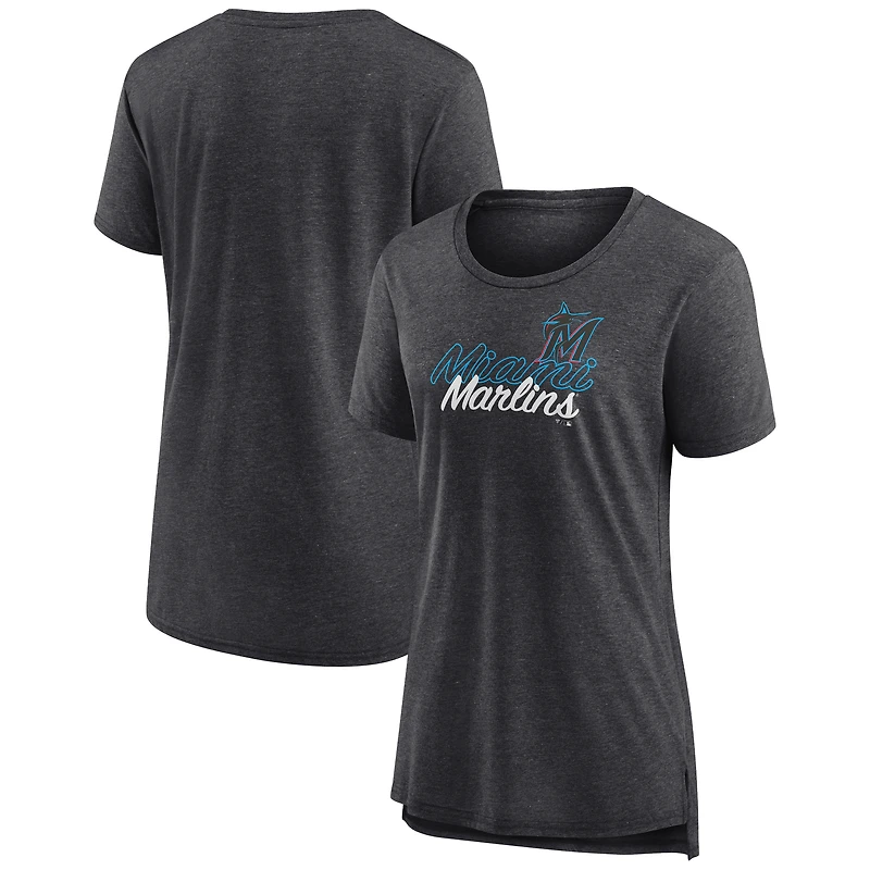 Women's Gray Miami Marlins Practice Time Tri-Blend T-Shirt
